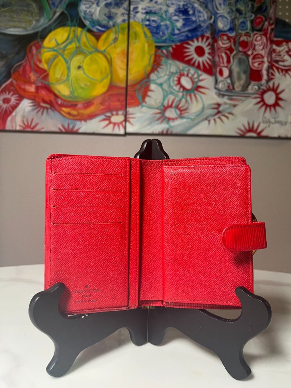 Louis Vuitton RARE Porte Monnaie Billets Viennois Kisslock Red Wallet - Picture 2 of 10